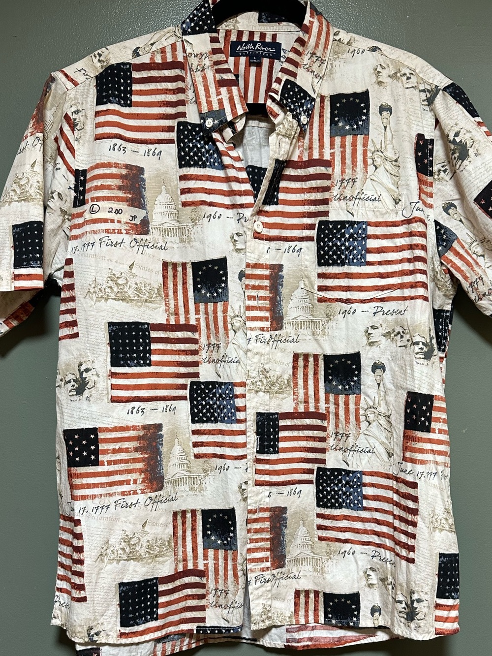 Nautica Heritage Americana Short-Sleeve Button-Down Shirt - Red/Blue/White